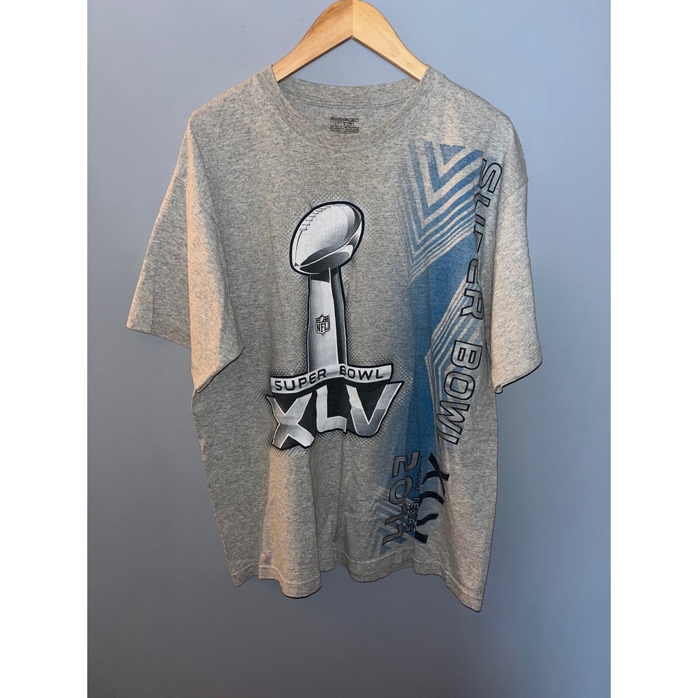 Reebok Super Bowl XLV 2011 North Texas T-Shirt Gray NFL Football Tee Mens